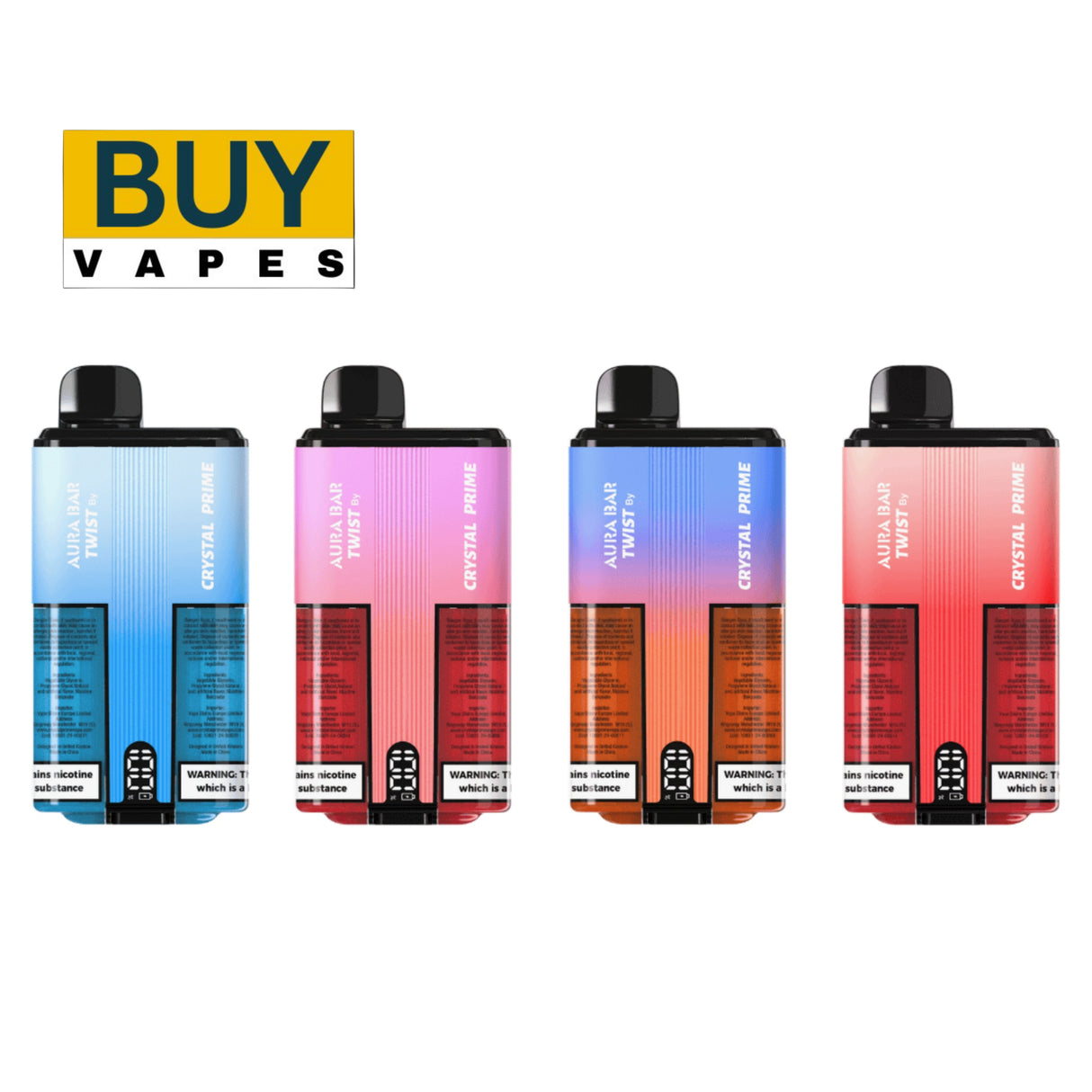 Box Of 10 Aura Bar Twist Crystal Prime 25000 Puffs 99.99£ Only