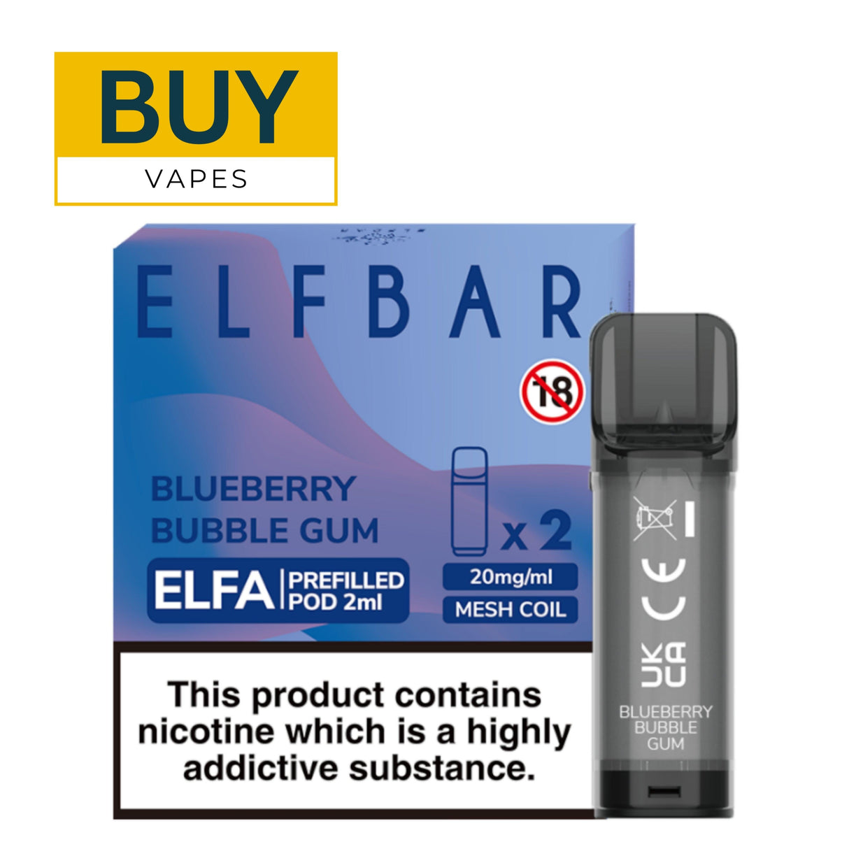 Blueberry Bubblegum Elfa Prefilled Pods By Elf Bar