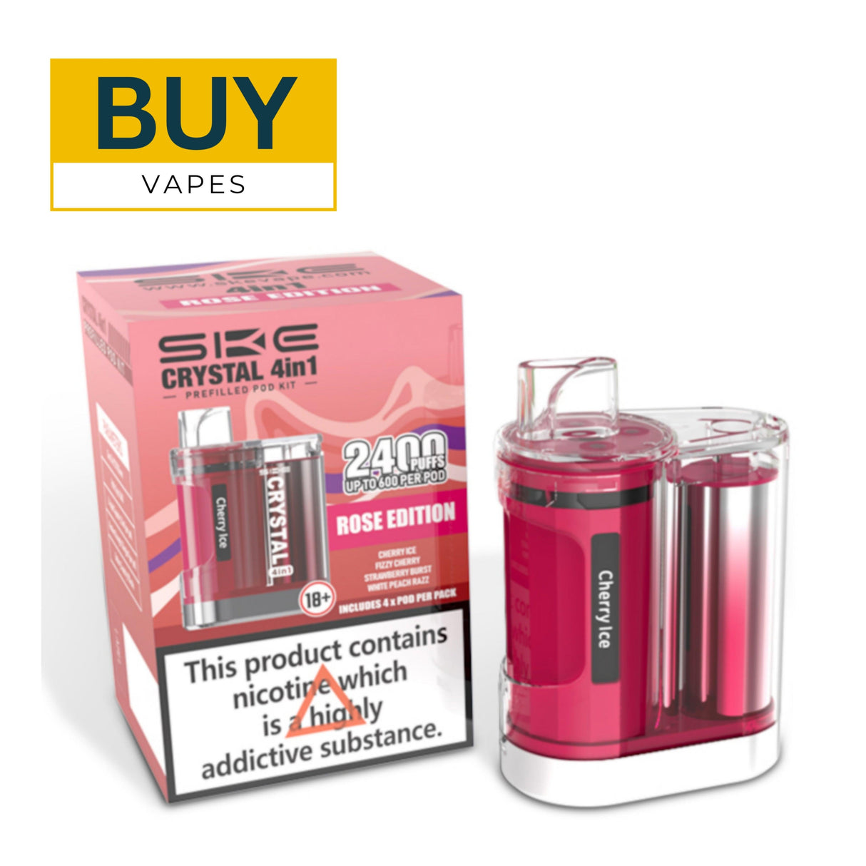 Cherry Ice SKE Crystal 2400 4-in-1 Prefilled Vape Kit