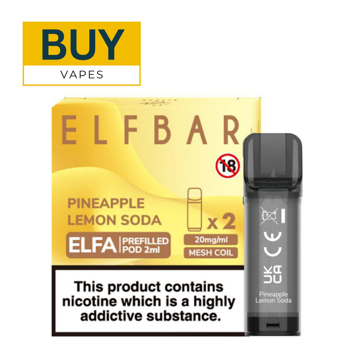 Pineapple Lemon Soda Elfa Prefilled Pods By Elf Bar