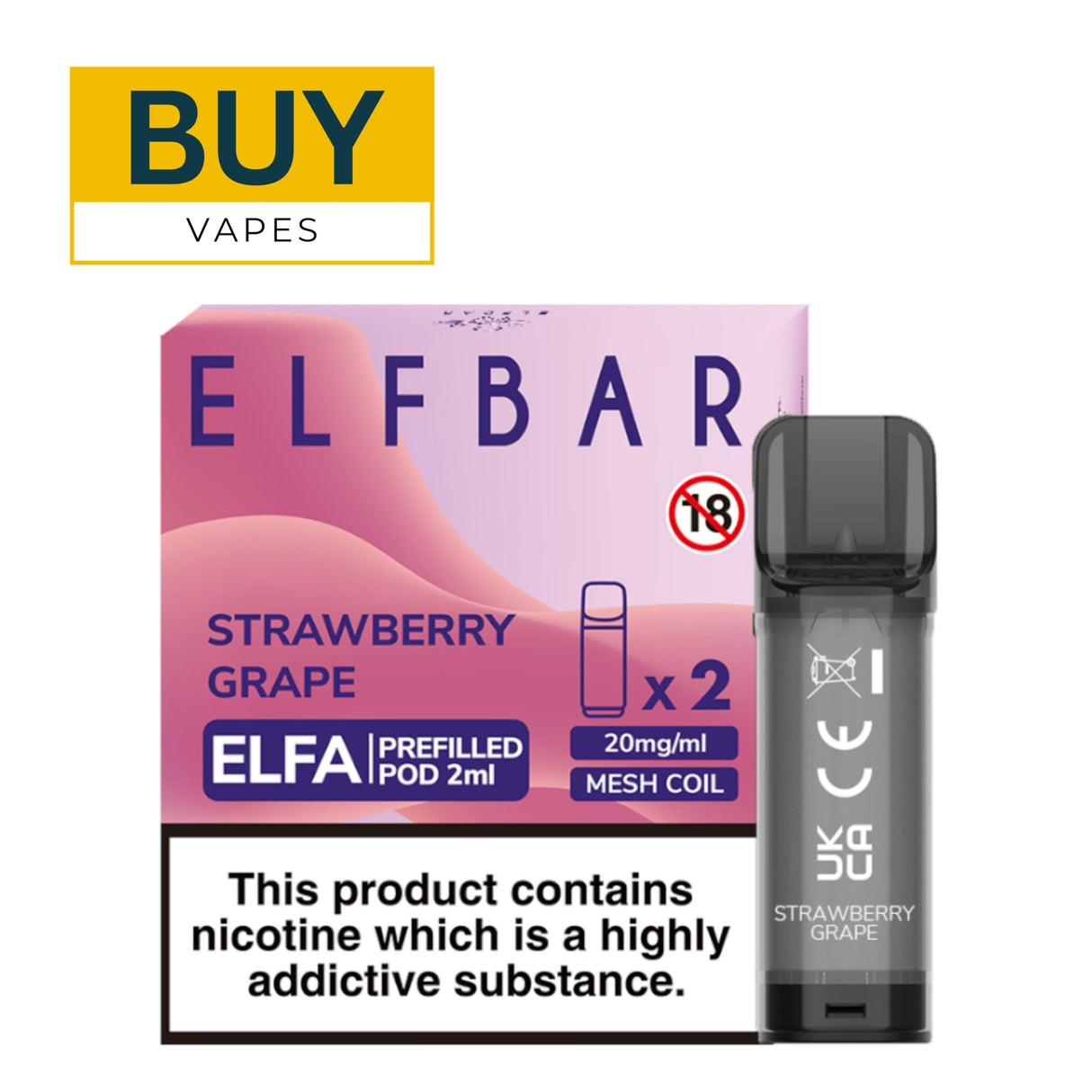 Strawberry Grape Elfa Prefilled Pods By Elf Bar