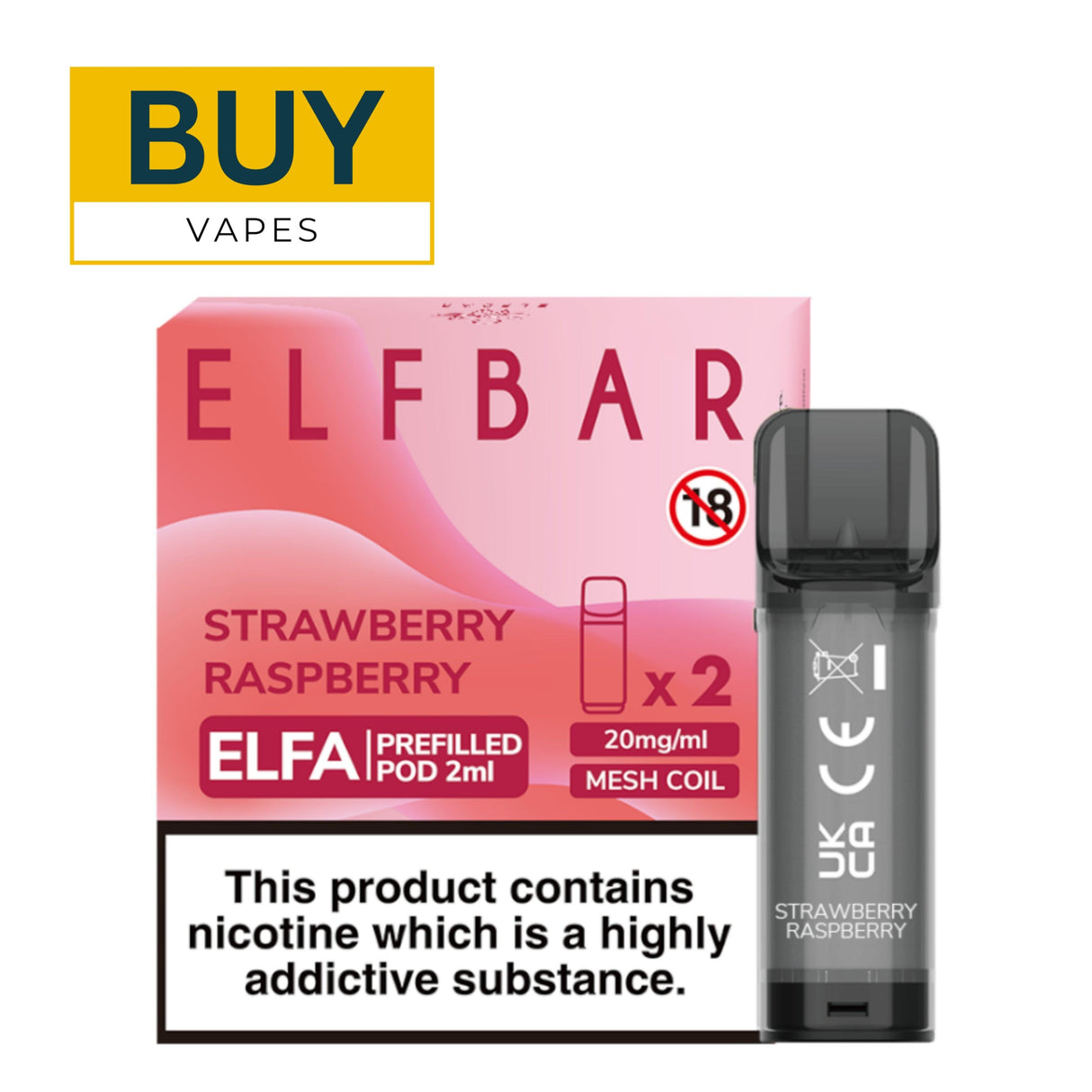 Strawberry Raspberry Elfa Prefilled Pods By Elf Bar