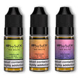 Three bottles of Elux Legend Nic Salts with colorful labels on a white background.